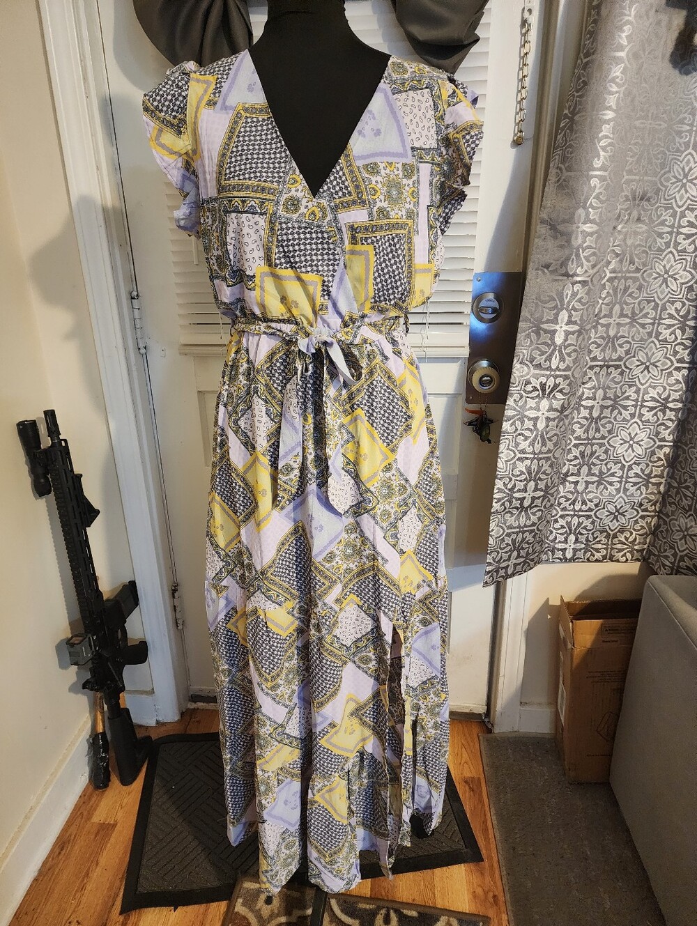 Sublime bohemian-style patchwork print maxi dress med to large